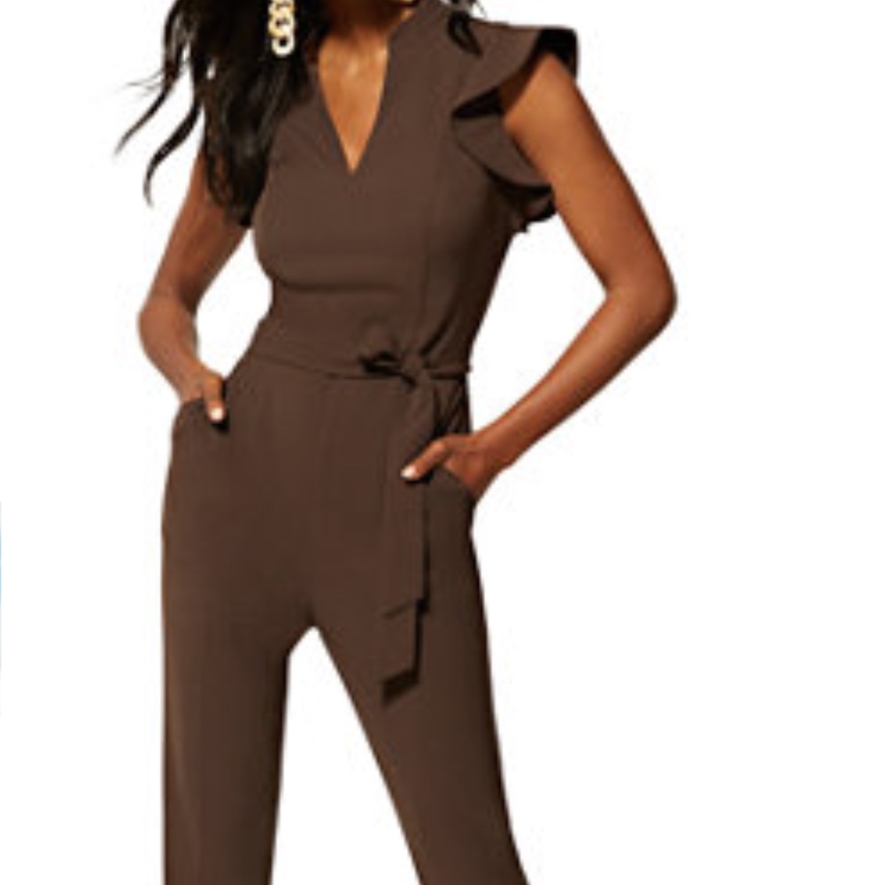 NWT - NY&Co. MADIE RUFFLED-SHOULDER JUMPSUIT
